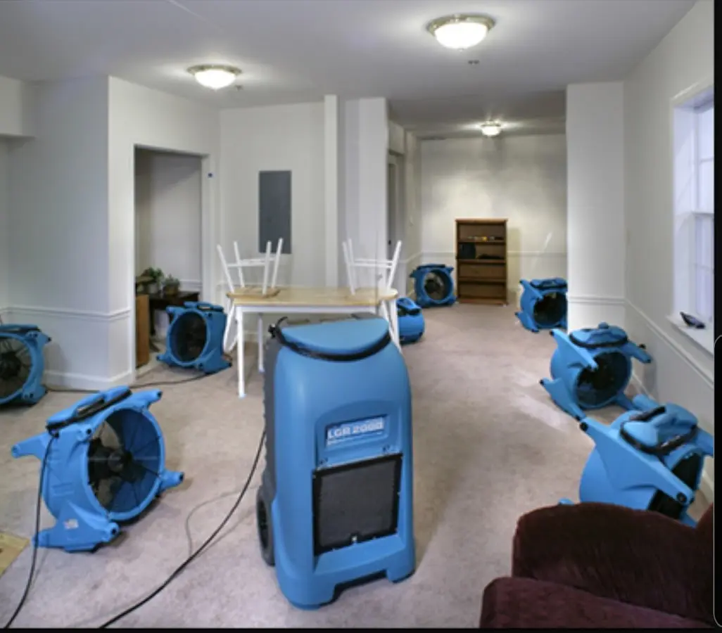Air movers and dehumidifier setup for Water Damage Restoration in Athens